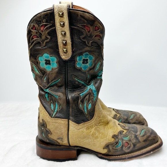 Dan Post Vintage Square Toe Cowboy Boots Size 6 - Picture 1 of 5